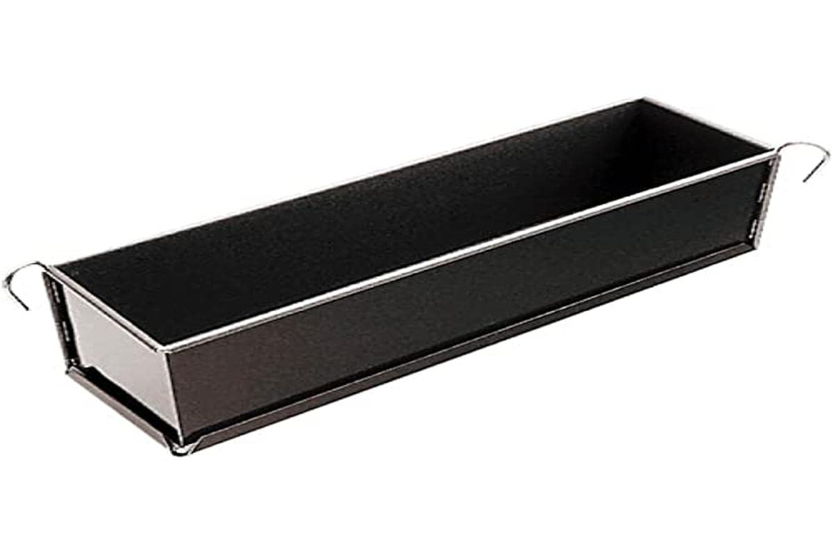 Non Stick Hinged Rectangular Loaf Pan/Loaf Tin/Cake Tin Loose Base 300 x 80mm 80mm Deep by PADERNO – Dimensioni 30x8 cm, Tin, Black, Model 47736-30