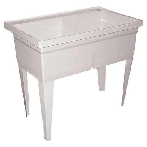 FLTD11 Molded-Stone Double-Bowl Laundry Tub by Fiat – Plastic, Almond, Model FLTD II