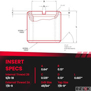 E-Z LOK 49/64" / 5 / Red Thread Locking Inserts