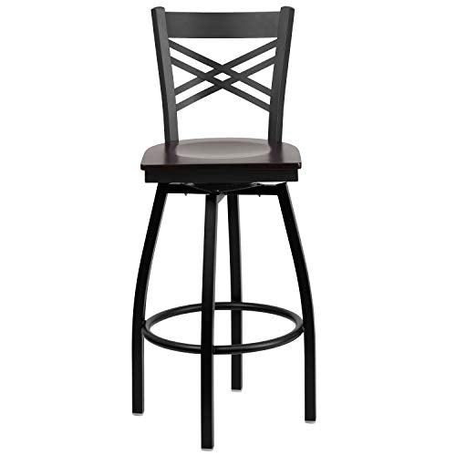 Flash Furniture Walnut Wood Seat/Black Metal Frame / 2 Pack / 1 Barstools