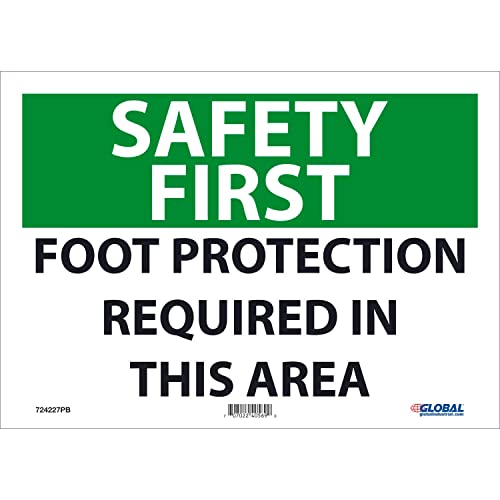 Safety First Foot Protection Required 10x by Global Industrial – 10x14, Pressure Sensitive Vinyl, Model GLOSF163PB