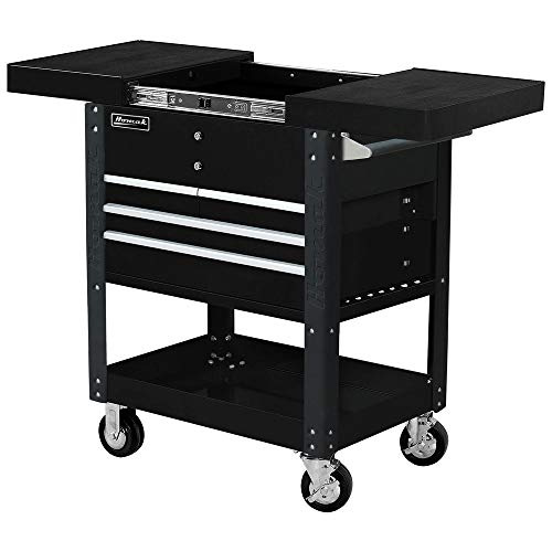 Homak Black / 4-Drawer Slide-Top Service Cart / Modern Tool Chests & Cabinets