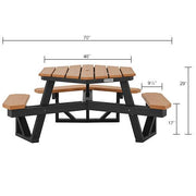 Outdoor 46" Hexagonal ADA Accessible Picnic Table by Global Industrial – Recycled Plastic, Cedar, Model 271676CD