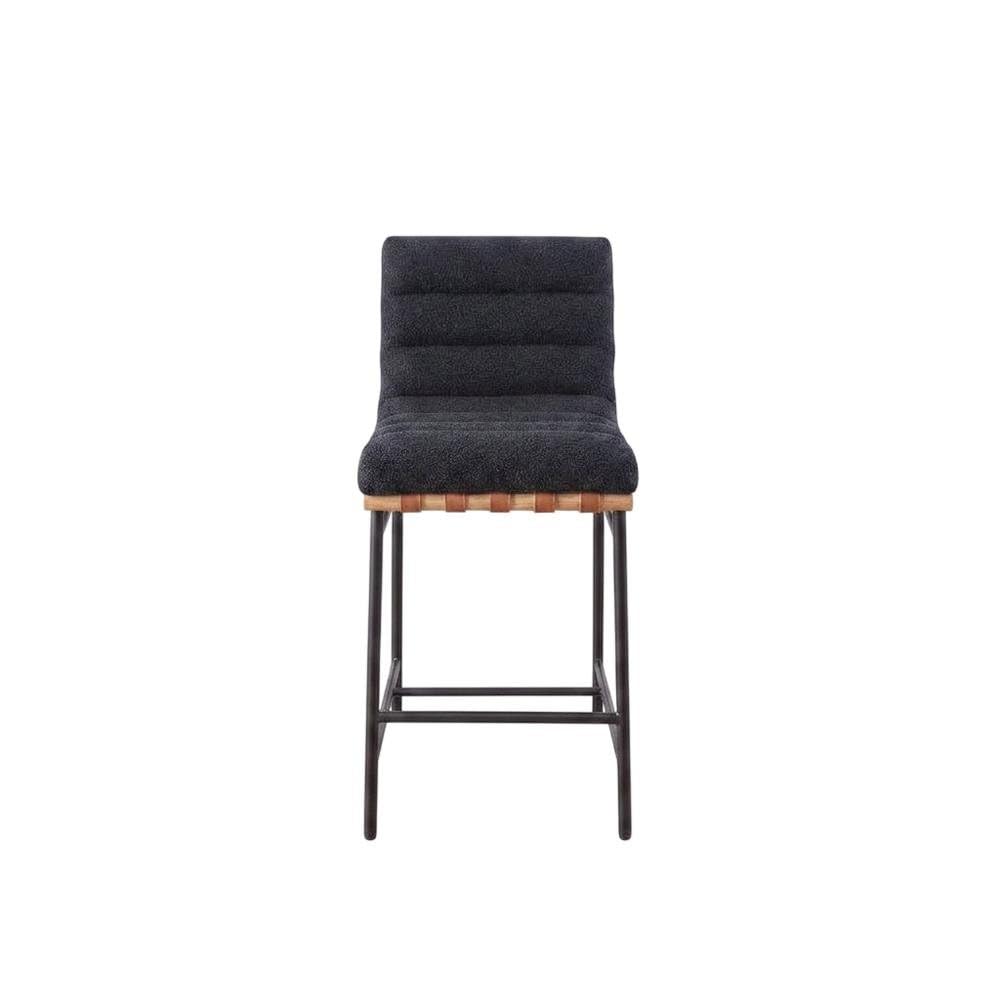 Black Boucle Fabric Counter Height Stool by Furnifact – Fabric, Steel, Wood, Black