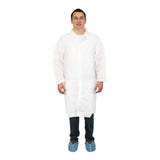Safety Zone Lab Coat with Elastic Wrist by The Safety Zone – Polypropylene, White, Pack of 30, Model DLWH-XL-NP