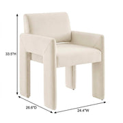 Performance Velvet-Upholstered Dining Armchair with Stain-Resistant Fabric by Furnifact – Velvet, Alabaster