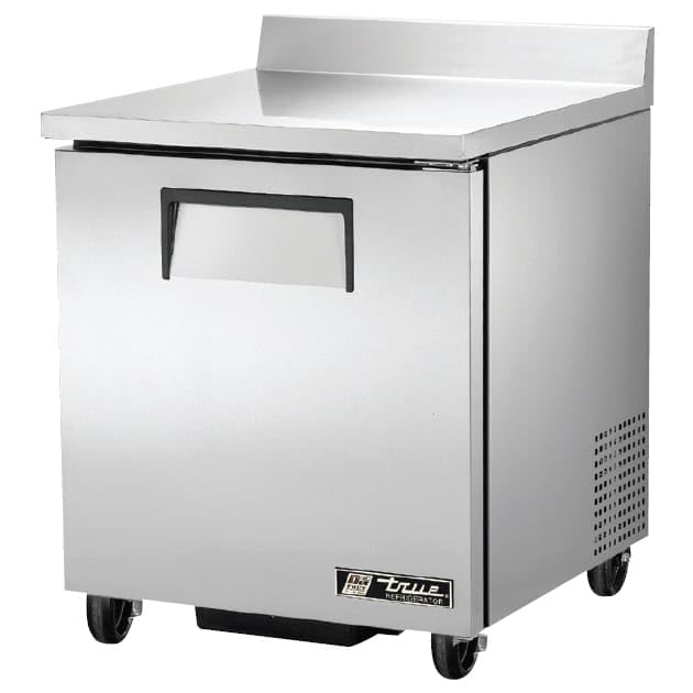 S/S Solid Door 2-Shelf 6.5 CF Worktop Refrigerator by TRUE – 27-5/8" x 30-1/8" x 33-3/8", 6.5 cubic_feet, Stainless Steel, Silver, Model TWT-27-HC