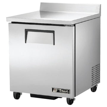S/S Solid Door 2-Shelf 6.5 CF Worktop Refrigerator by TRUE – 27-5/8" x 30-1/8" x 33-3/8", 6.5 cubic_feet, Stainless Steel, Silver, Model TWT-27-HC