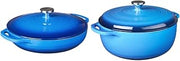 Lodge Enameled Cast Iron Covered Casserole, 3.6-Quart, Caribbean Blue, Oval casserole & EC7D33 Enameled Cast Iron Dutch Oven, 7.5-Quart, Caribbean Blue