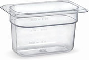 HUBERT Ninth-Size Clear Polycarbonate Cold Food Pan - 4 1/4" L x 6 15/16" W x 4" D