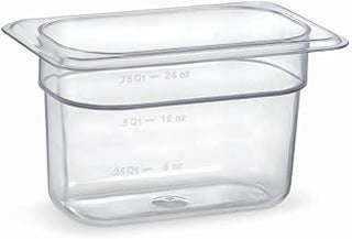 HUBERT Ninth-Size Clear Polycarbonate Cold Food Pan - 4 1/4" L x 6 15/16" W x 4" D
