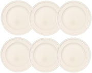 Villeroy & Boch Manoir Collection Dinner Plate, Set of 6, Premium Porcelain, Made in Germany, Dishwasher and Microwave Safe, 10.5 in Diameter, Rich, Creamy White | Creamy white German porcelain dinner plate set, finely carved reliefs, dishwasher and microwave safe, hosts a full table