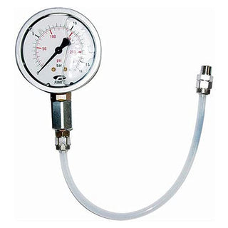 Heater Fuel Pump Pressure Gauge Kit by Heat Wagon – 7"L x 5"W x 5"H, Steel With Nylon Hose, Chrome, Model BIE 99AM003