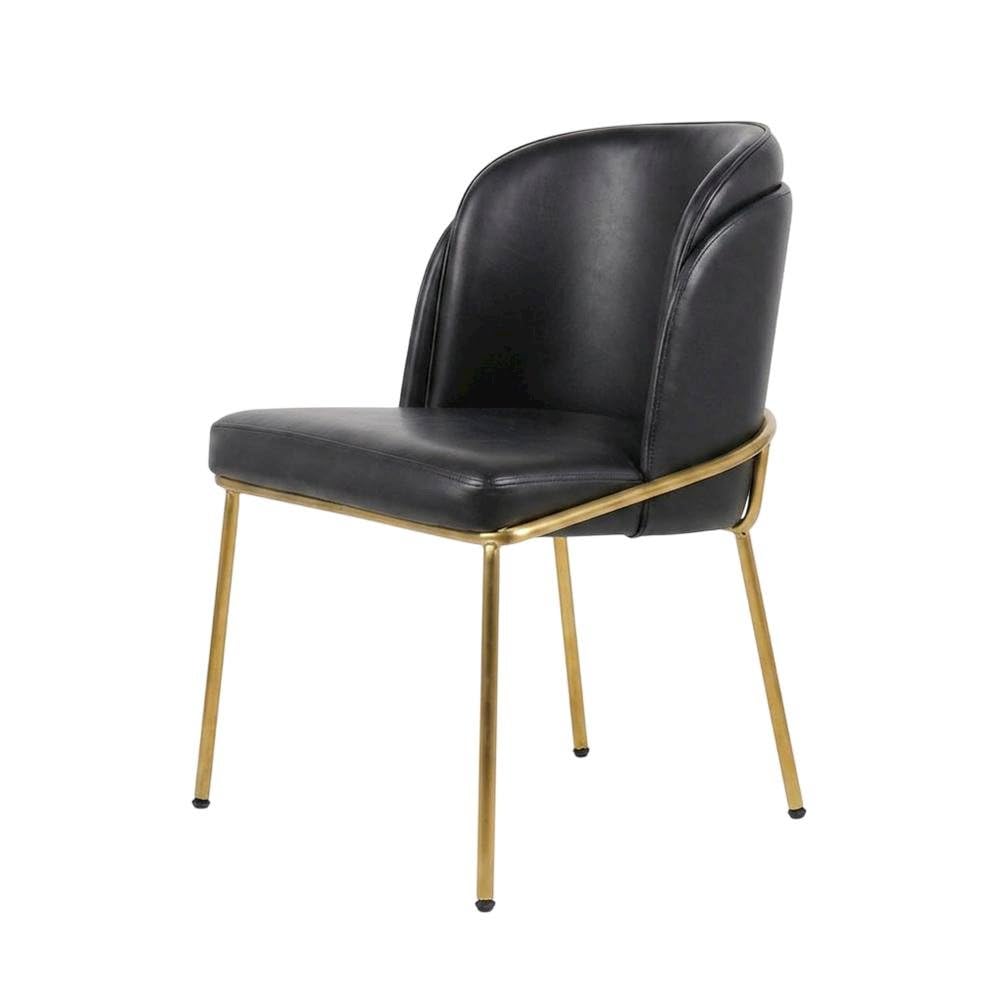 Vegan Leather-Upholstered Dining Chairs Set of by Starlight Canyon Home – Faux Leather, Black Vegan Leather/Gold, Pack of 2