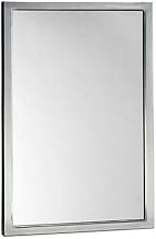 Bobrick 290 Series 304 Stainless Steel Welded Frame Glass Mirror, Satin Finish, 24" Width x 36" Height | Satin-Finish Stainless Steel; 24" W x 36" H; theft-resistant