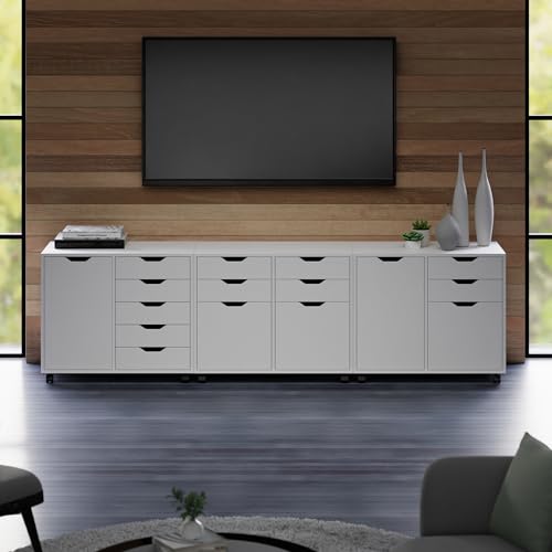 Winsome White / 4 Doors, 12 Drawers, File Drawer / Transitional Storage Cabinets