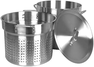 Thunder Group ALSKPC120, 20 Quart Aluminum Pasta Cooker with Mirror Finish, Commercial Stock Pot with Pasta Strainer
