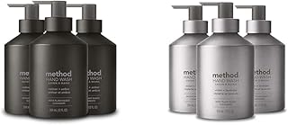 Method Gel Hand Soap, Vetiver + Amber, Reusable Black Aluminum Bottle & Gel Hand Soap, Violet + Lavender, Reusable Silver Aluminum Bottle, Biodegradable Formula, 12 oz (Pack of 3)