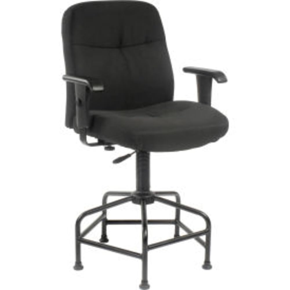 Interion Height Adjustable Big & Tall Stool with by Global Industrial – 25"L x 25"W x 25"H, Alloy Steel, Black, Model 506554