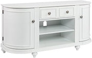 Dandridge TV/Media Stand - White by SEI Furniture – 48.5 x 16.25 x 24.25 inches, Wood, White, Brushed Silver, Model AZ2438SM