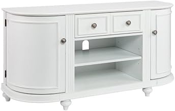 Dandridge TV/Media Stand - White by SEI Furniture – 48.5 x 16.25 x 24.25 inches, Wood, White, Brushed Silver, Model AZ2438SM
