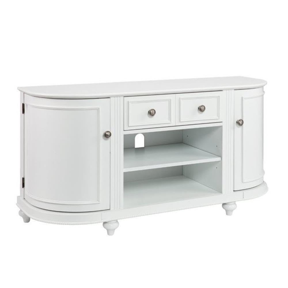 Dandridge TV/Media Stand - White by SEI Furniture – 48.5 x 16.25 x 24.25 inches, Wood, White, Brushed Silver, Model AZ2438SM