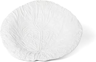 Park Hill Collection White Cabbage Leaf Ceramic Serving Platter, 20" Dia.