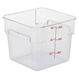 Clear Square Food Storage Container - 7 13/100" L x 7 13/100" W x 7 29/100" H by HUBERT – Polycarbonate (PC), Clear, Model 0105003-PC