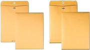 Quality Park 10" x 13" Clasp Envelopes, Brown Kraft, Gummed Flap, 100/Box (QUA37797) & 9 x 12 Clasp Envelopes with Deeply Gummed Flaps, 28 lb Brown Kraft, 100 per Box