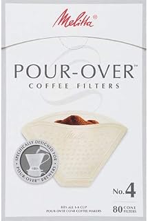 Melitta 4 Pour Over Cone Coffee Filters, Beige, 80 Total Filters Count - Packaging May Vary