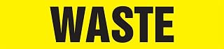 Accuform RPK727SSD Self-Stick "Waste" Pipe Marker for 2-1/2" to 6" OD Pipe, Black on Yellow, 2-1/2" H x 12" W