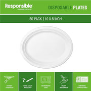 Responsible Products 10 x 8 inch (50 Count) / Classic White / Casual Plates