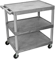 LUXOR | H. WILSON Flush-Shelf Carts - 32"Wx24"D Shelf - 33"H - 3 Shelves - Gray