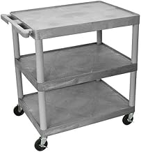 LUXOR | H. WILSON Flush-Shelf Carts - 32"Wx24"D Shelf - 33"H - 3 Shelves - Gray