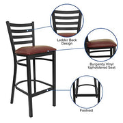 Flash Furniture Burgundy Vinyl Seat/Black Metal Frame / Set of 1 / Traditional Barstools