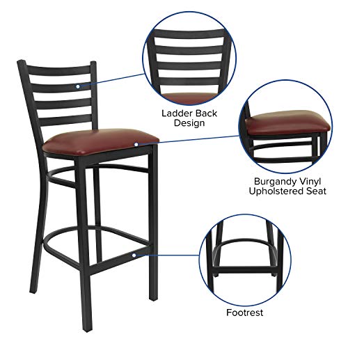 Flash Furniture Burgundy Vinyl Seat/Black Metal Frame / Set of 1 / Traditional Barstools