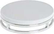 HUBERT Cerve Collection Chrome Round Display Riser with White Top - 11 1/5" Dia x 3 1/5" H