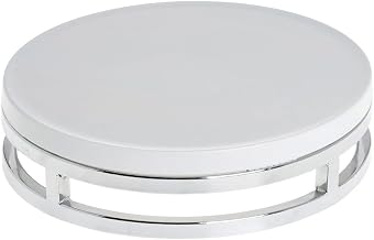 HUBERT Cerve Collection Chrome Round Display Riser with White Top - 11 1/5" Dia x 3 1/5" H