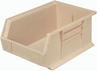 QUANTUM STORAGE SYSTEMS 4351322 Plastic Hang & Stack Bin, Ivory - 13.62 x 8.5 x 6 in.