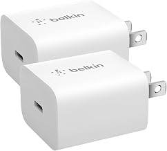 Belkin 20W Compact USB C Charger Block, 2 Pack, Fast Charging for Travel | Fast Charging, iPhone 17, Air, Pro, Pro Max, iPad, AirPods, Apple Watch, Samsung Galaxy S25, Switch 2