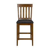 Rustic Whiskey Mariposa Slatback Counter Chair with Upholstered Seat by Starlight Canyon Home – Rubberwood, Brown, Pack of 2