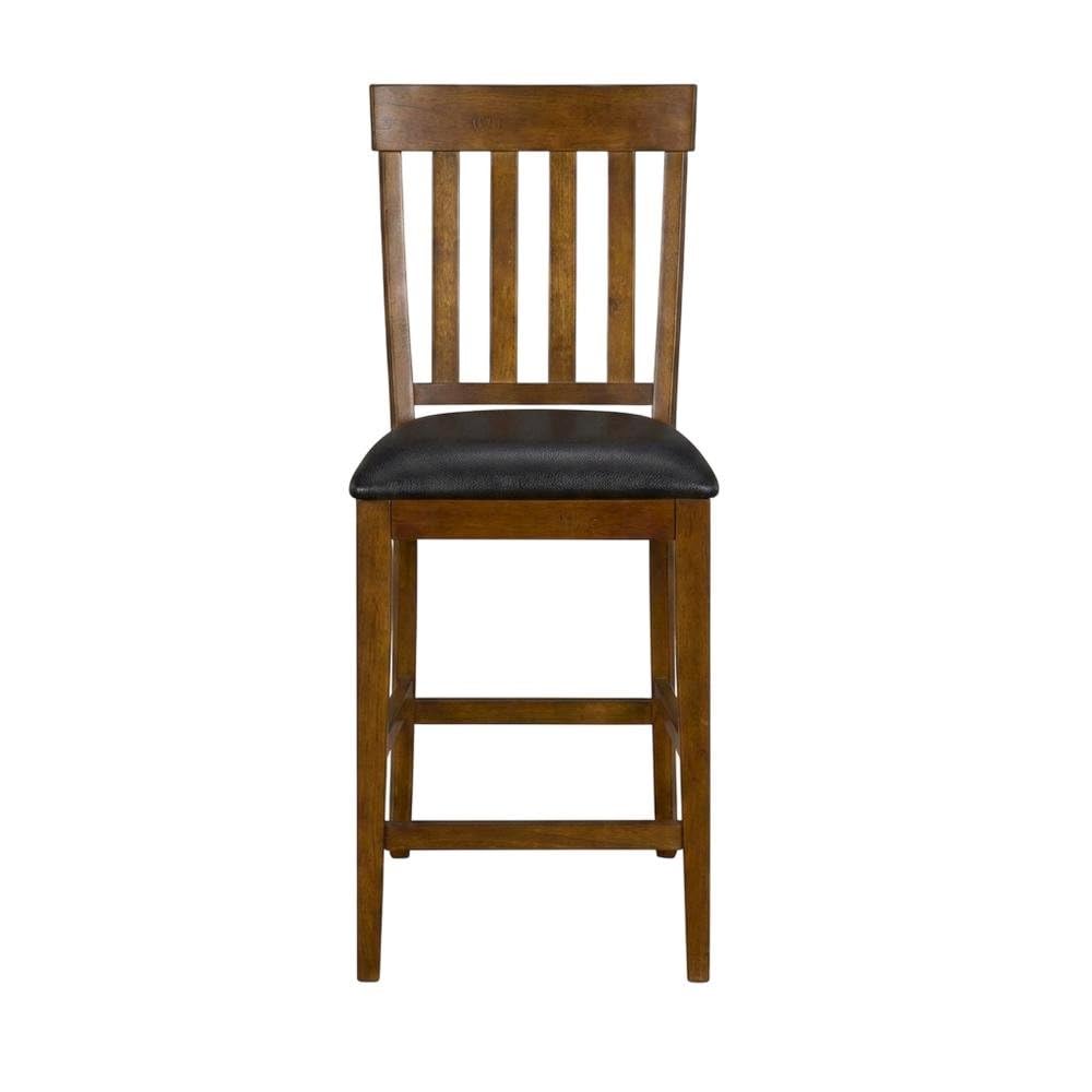 Rustic Whiskey Mariposa Slatback Counter Chair with Upholstered Seat by Starlight Canyon Home – Rubberwood, Brown, Pack of 2