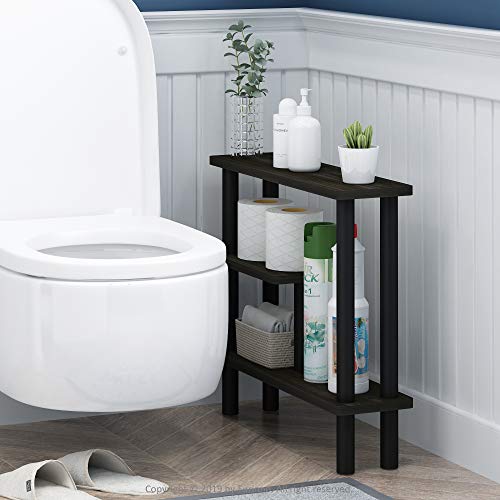 Furinno Espresso/Black / Side Rack / Contemporary Bathroom Shelves