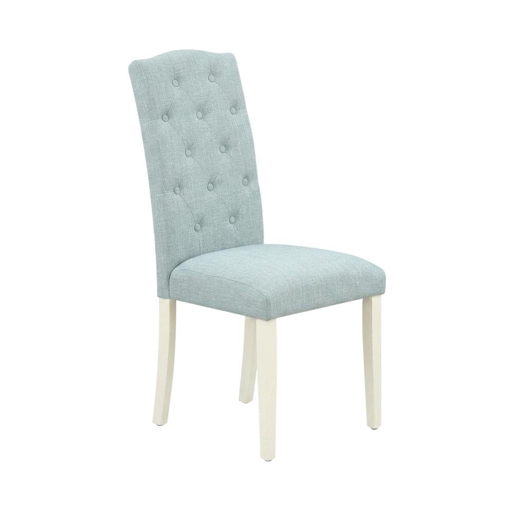 Linen-Upholstered Parsons Dining Chair High-Back by Furnifact – Wood, Linen White, Pack of 2