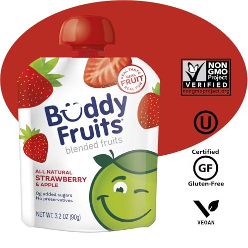 Buddy Fruits Strawberry / 3.2 Ounce (Pack of 18) / 18 Applesauce