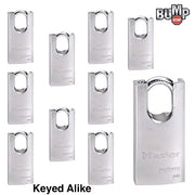 Master Lock 10 Pack / Chrome / 1 Keyed Padlocks