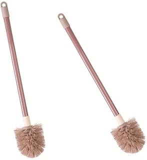 Compact Size Household Toilet Cleaning Long Handle Wall-Mounted Hard Bristle Brush 2-Piece Set Splash-Proof