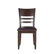 Solid Wood Faux Leather-Upholstered Dining Chairs Set of by Furnifact – Wood, Brown, Pack of 2