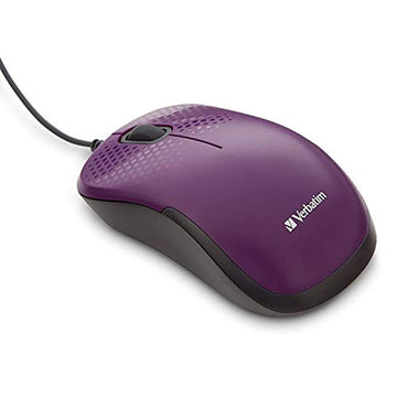 Silent Corded Optical Mouse by Verbatim – Rubber, Purple, Model 70235