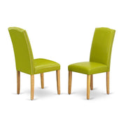 Parsons Dining Chair with High Back by Furnifact – Faux Leather, Oak, Pack of 2